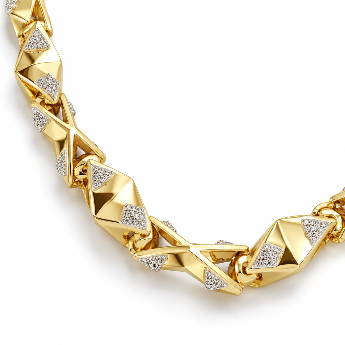 Geometric Triangle Pavé Gold-Tone Statement Necklace