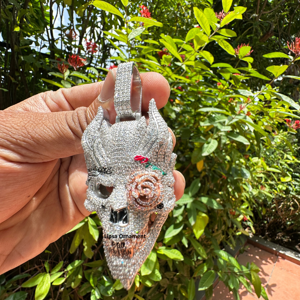 Custom Iced-Out Skull Mask Diamond Hip-Hop Pendant