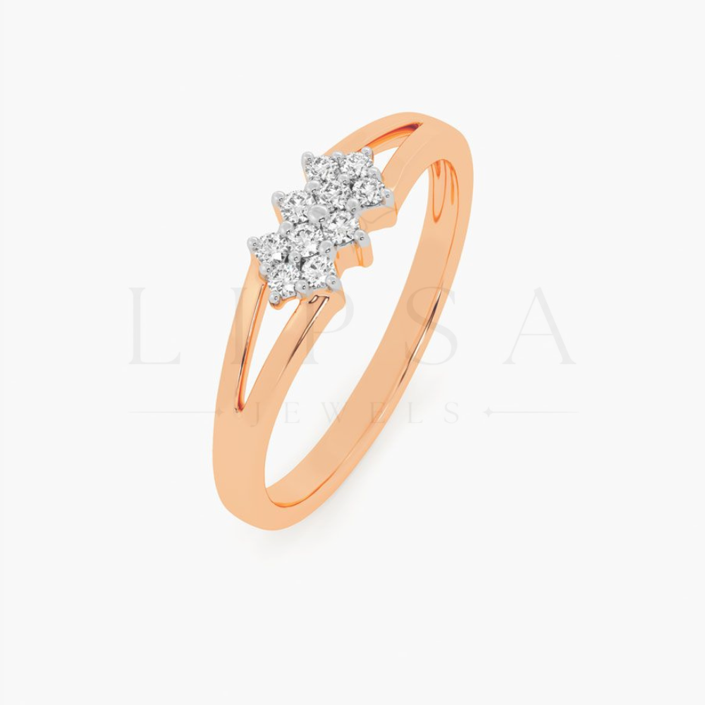 Split Shank Three Cluster Ring