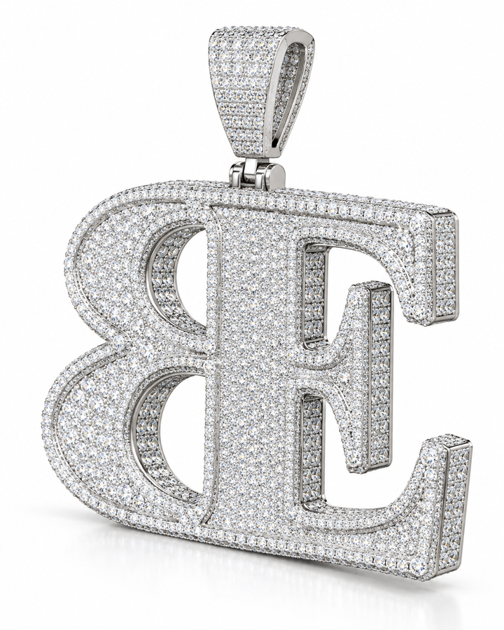 Custom Iced Out Initial Monogram Pendant | Made to Order