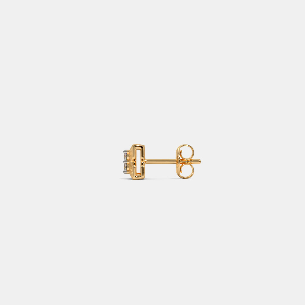 Textured Cross Quad Diamond Stud Earring