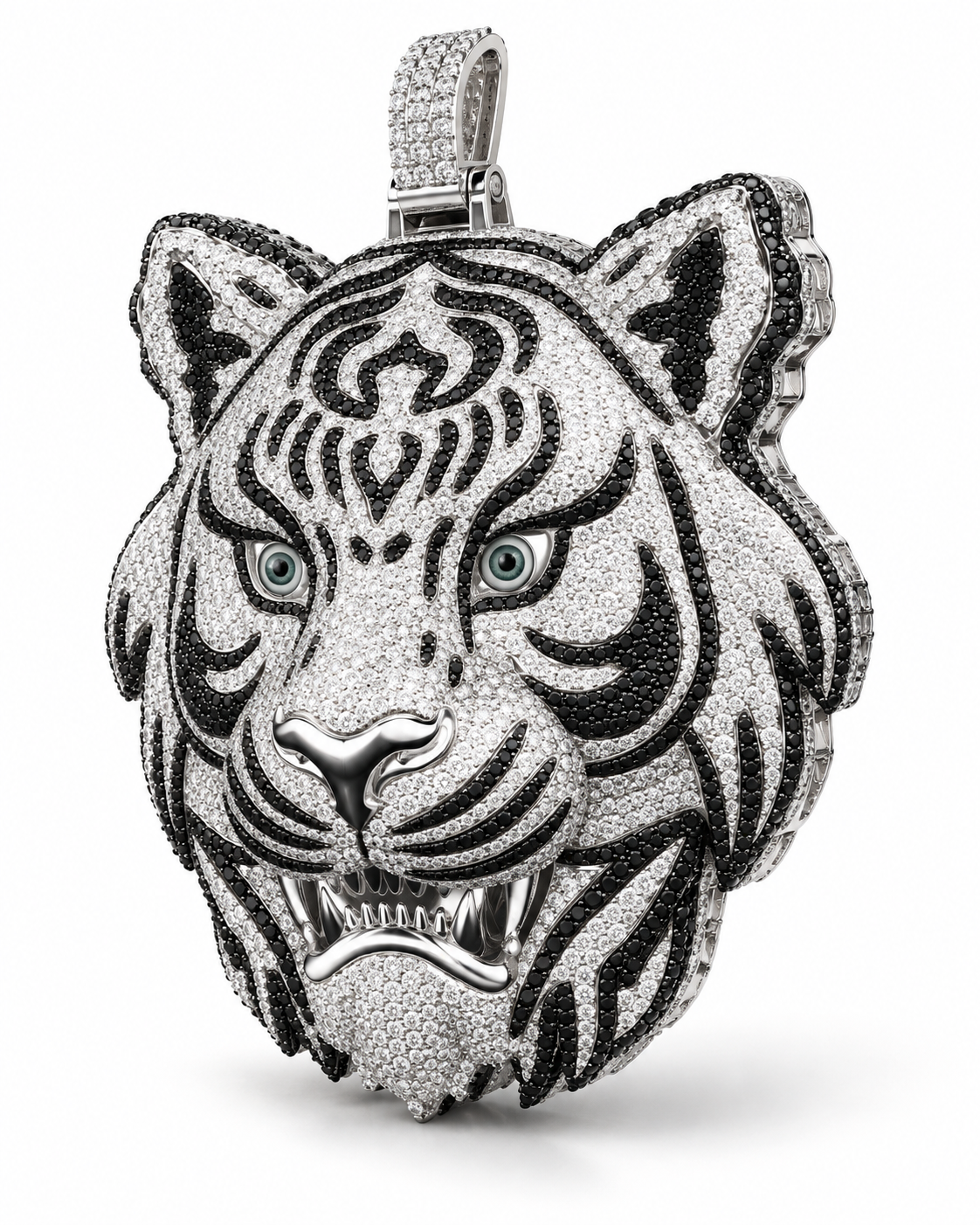 Custom Iced Out Tiger Head Pendant | Made to Order