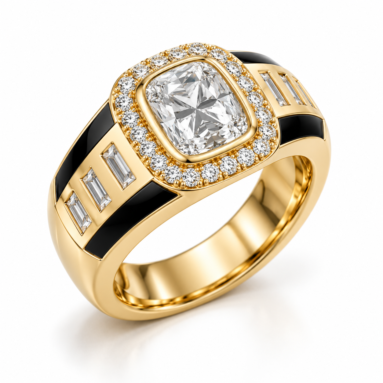 Men’s Baguette-Cut Solitaire Polished Wedding Band Ring