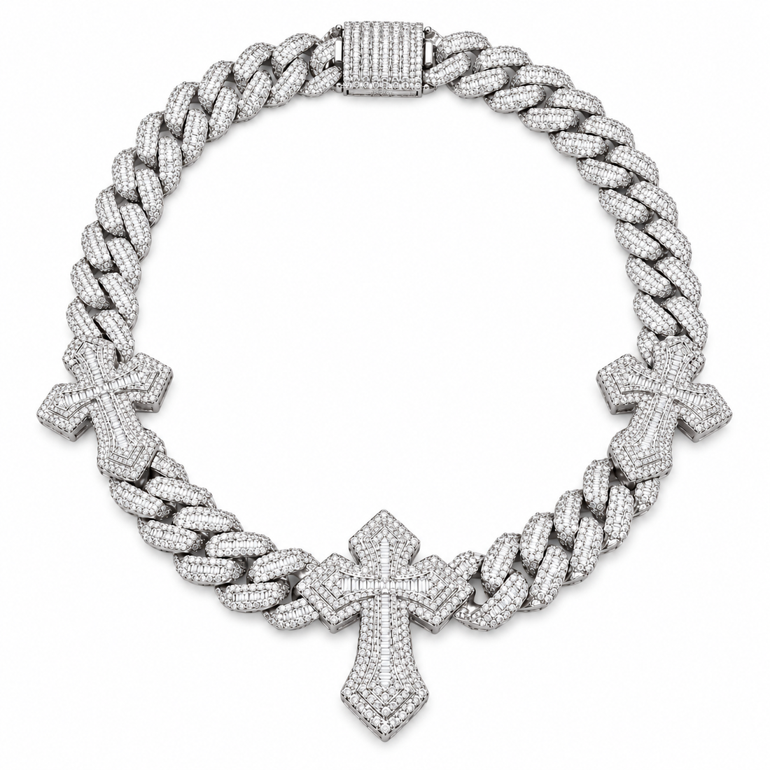 Iced Out Triple Cross Cuban Link Necklace | Custom Hip Hop Jewelry