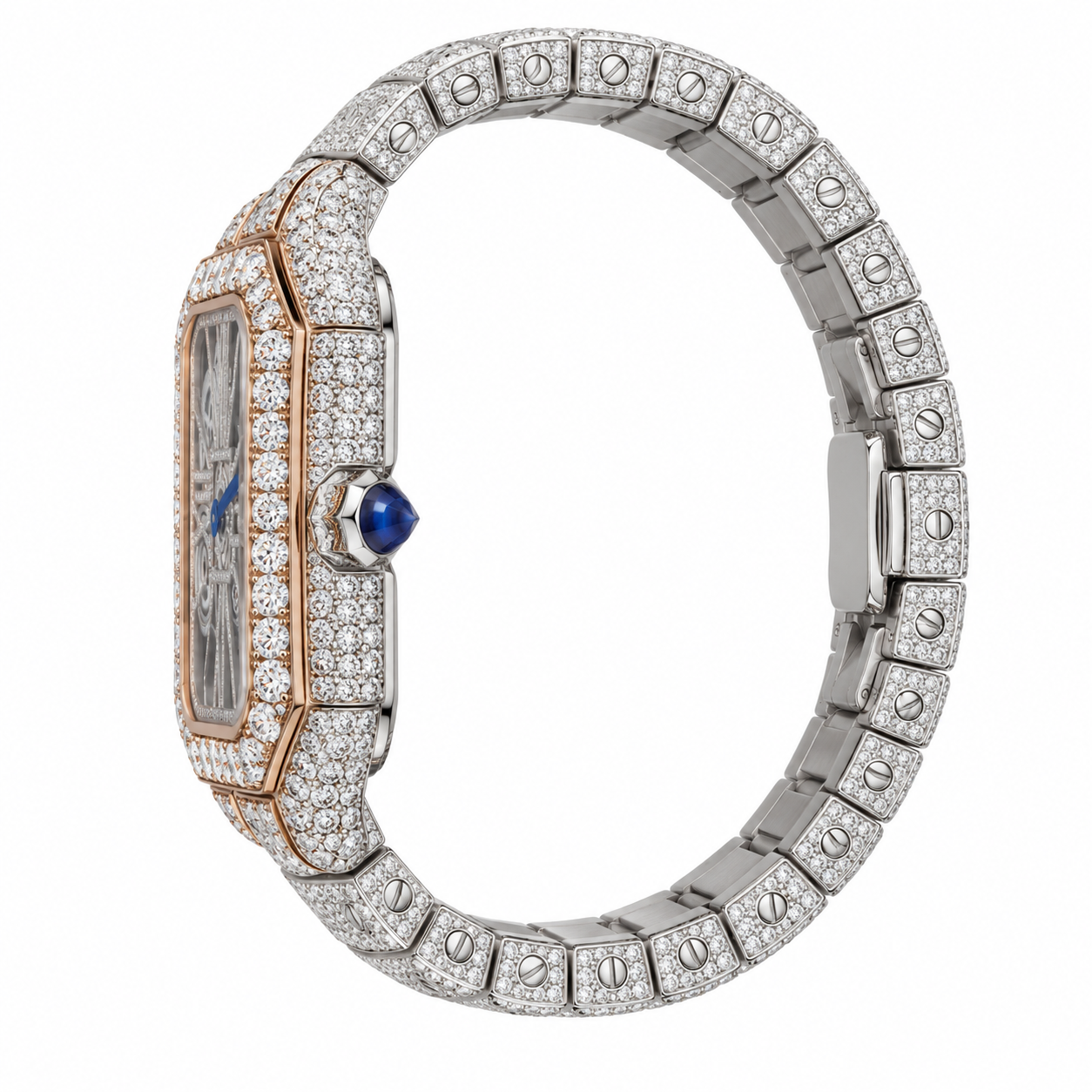 Iced Out Square Skeleton Dial Two Tone Watch – Custom Diamond Statement Watch