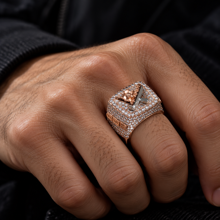 Skull & Straight Razor Barber Iced Out Hip Hop Statement Ring