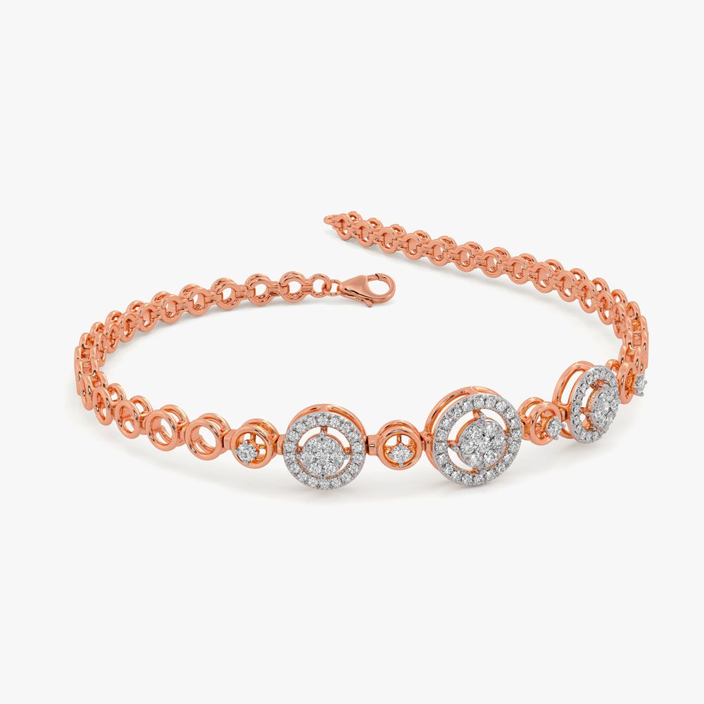 Triple Circle Halo Link Bracelet