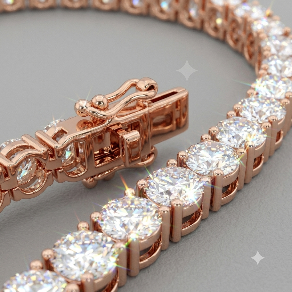 Minimalist Rose Gold Tennis Bracelet | Round Cut Line