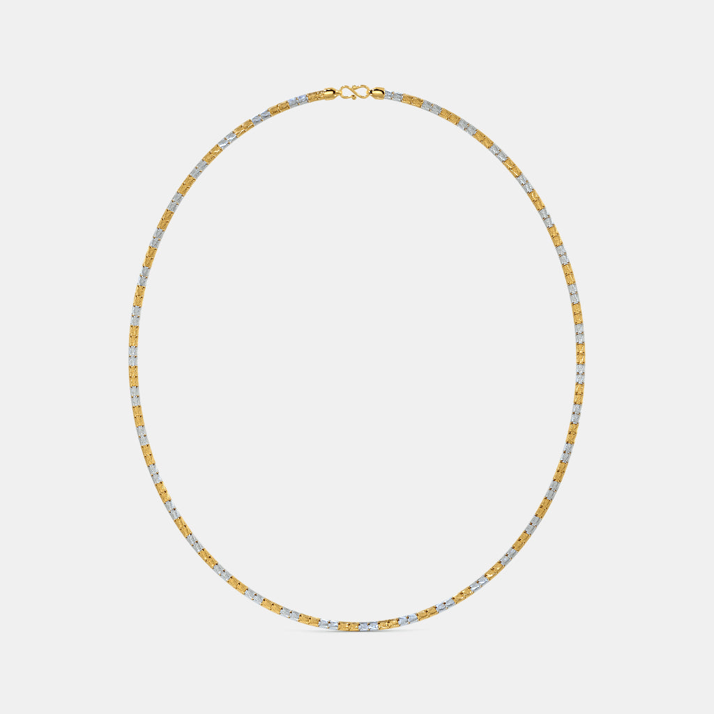 Two-Tone Dual Textured Segmented Gold Chain