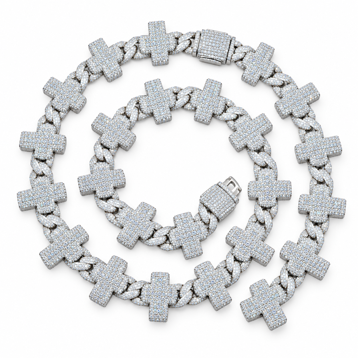 Iced Out Cross Link Chain Necklace | Custom Hip Hop Jewelry