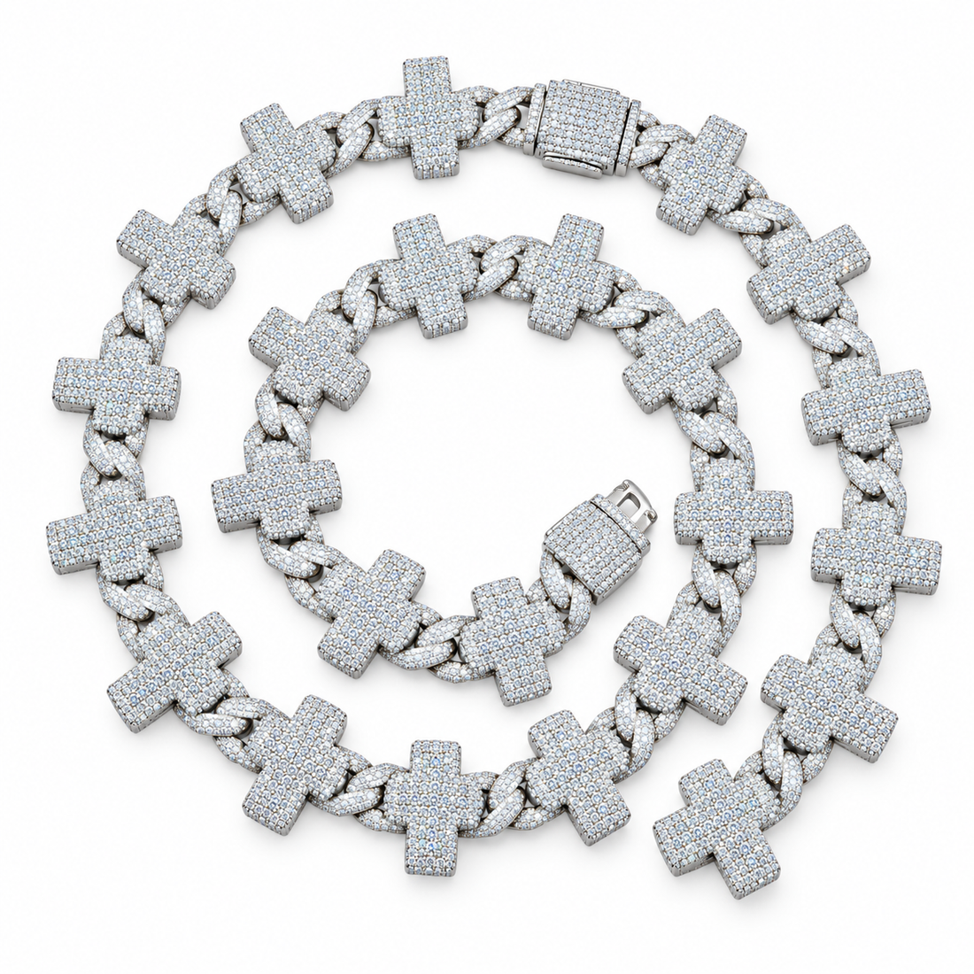 Iced Out Cross Link Chain Necklace | Custom Hip Hop Jewelry