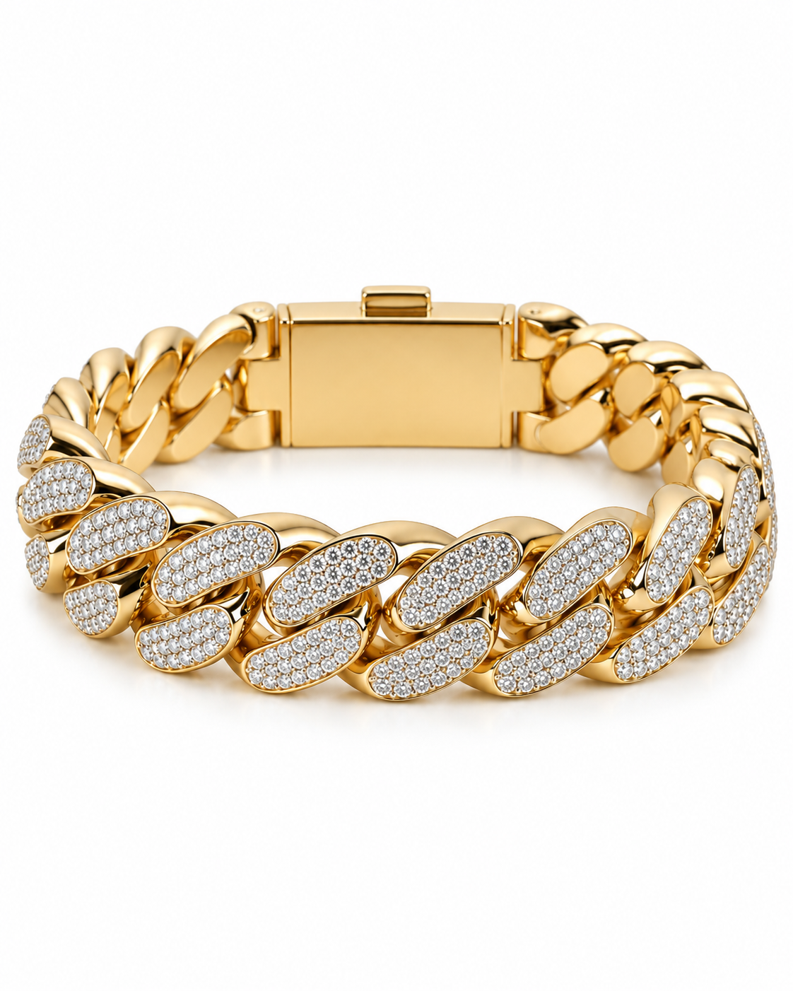 Iced Out Two Tone Cuban Link Bracelet | Custom Hip Hop Jewelry