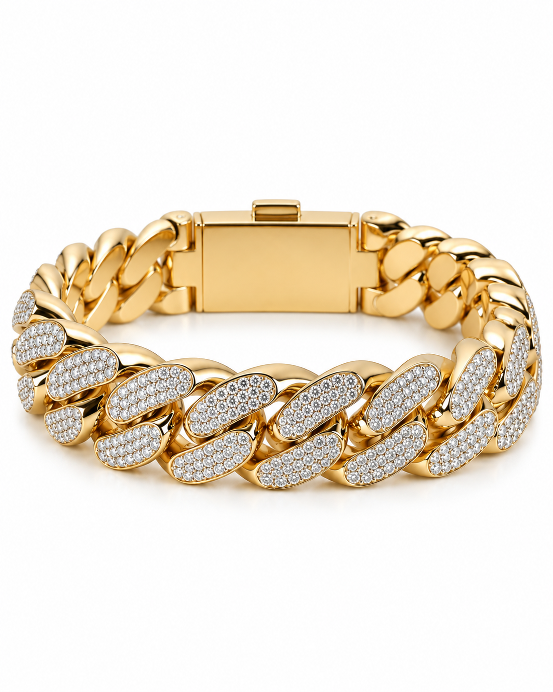 Iced Out Two Tone Cuban Link Bracelet | Custom Hip Hop Jewelry
