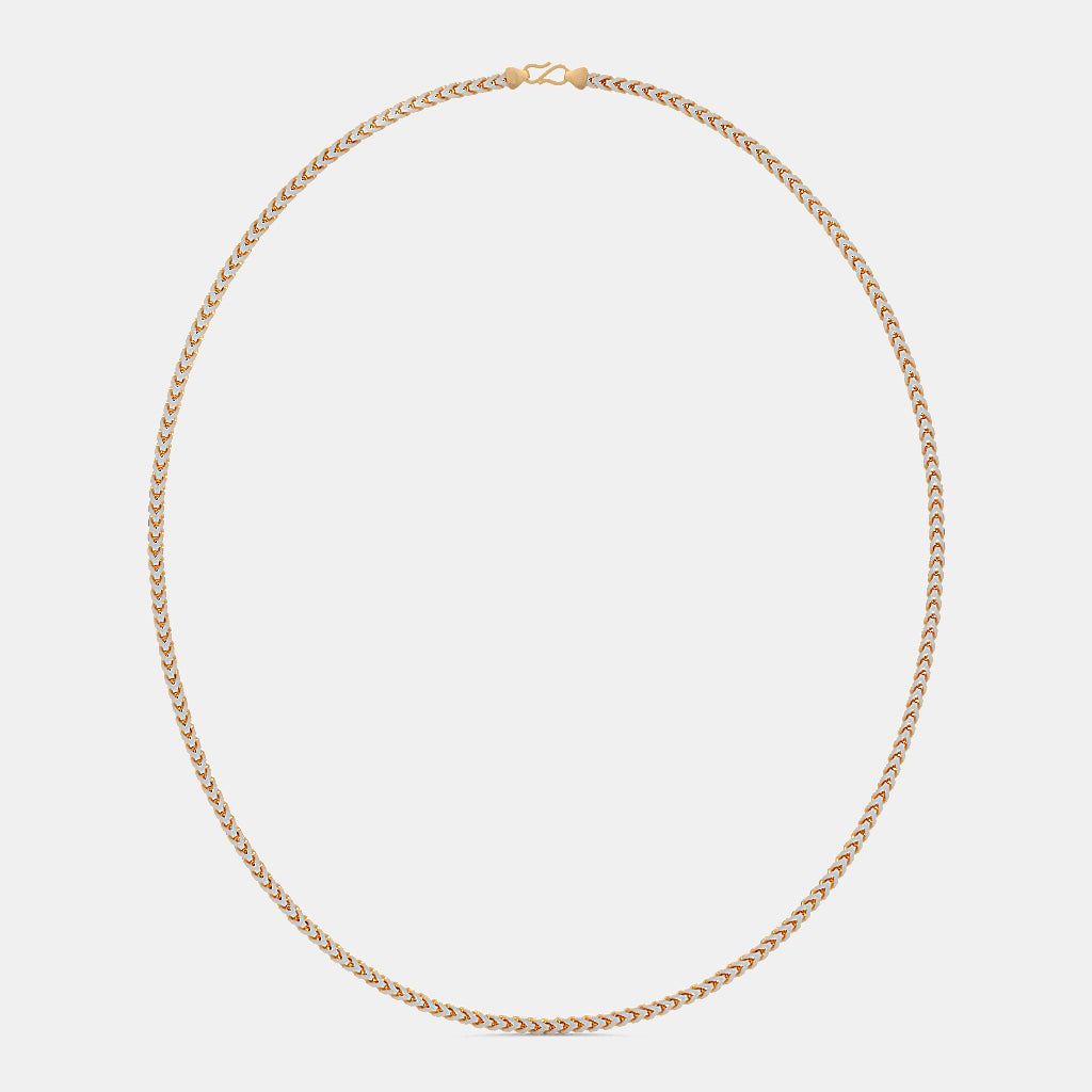 Two-Tone Textured Herringbone Weave Gold Chain