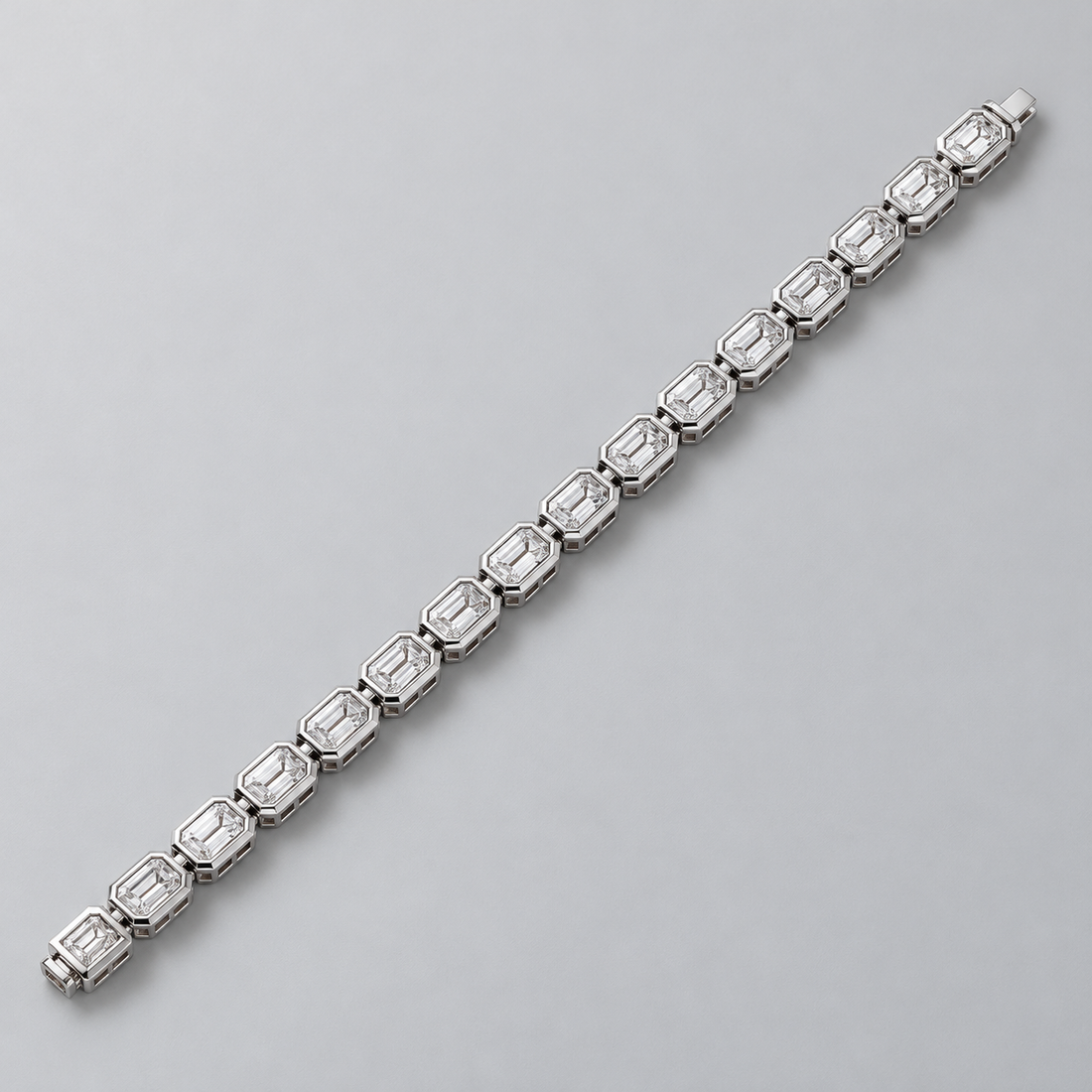 Silver-Tone Emerald-Cut Octagonal Frame Tennis Bracelet