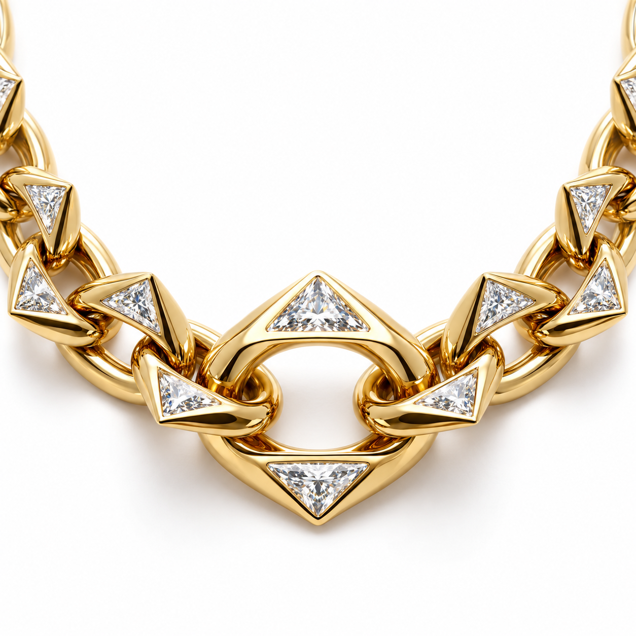 Men’s Triangle Stone Geometric Link Statement Necklace