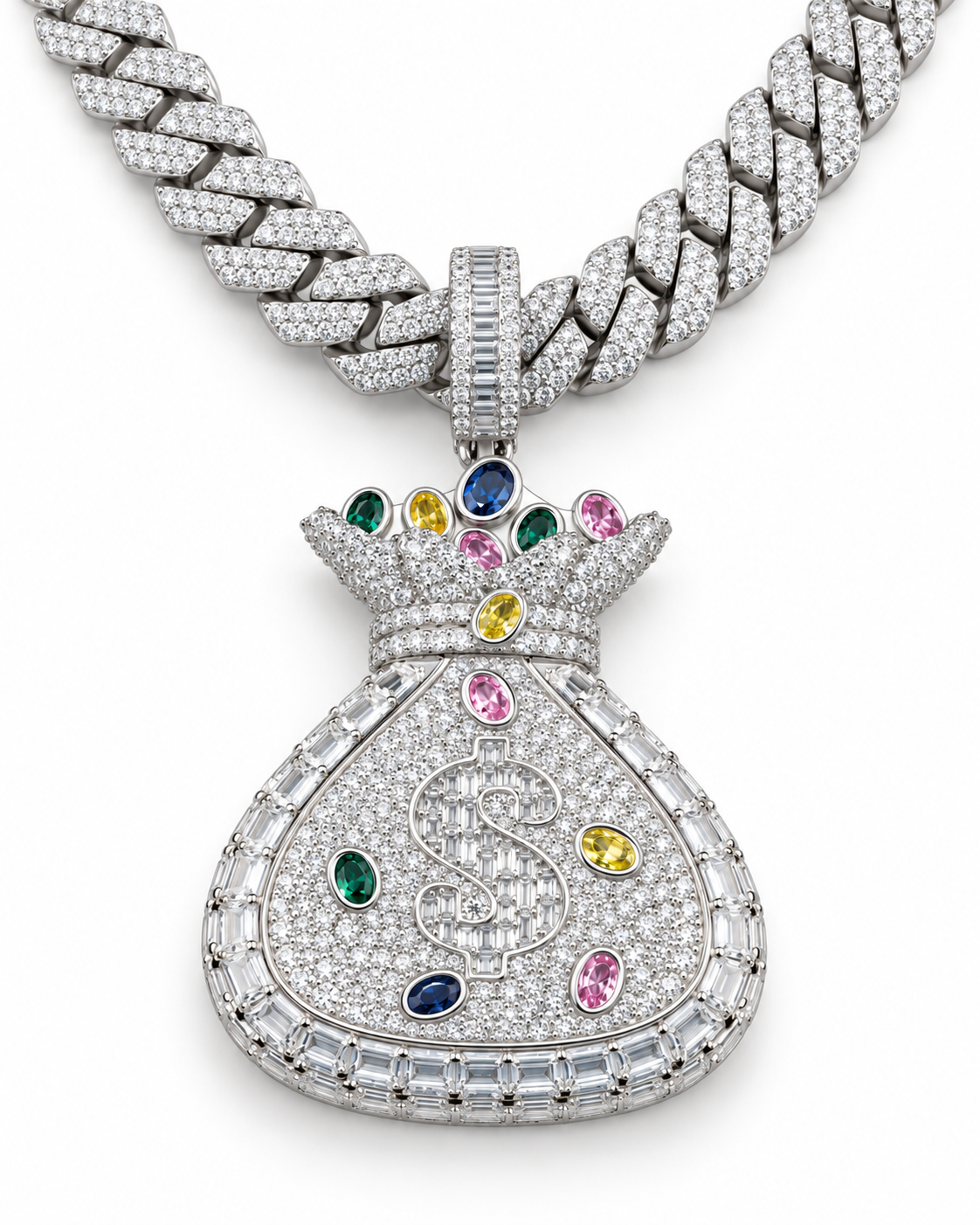 Custom Iced Out Money Bag Dollar Sign Pendant