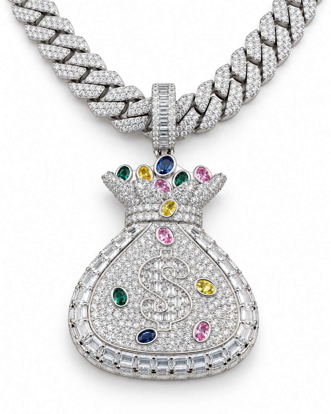 Custom Iced Out Money Bag Dollar Sign Pendant