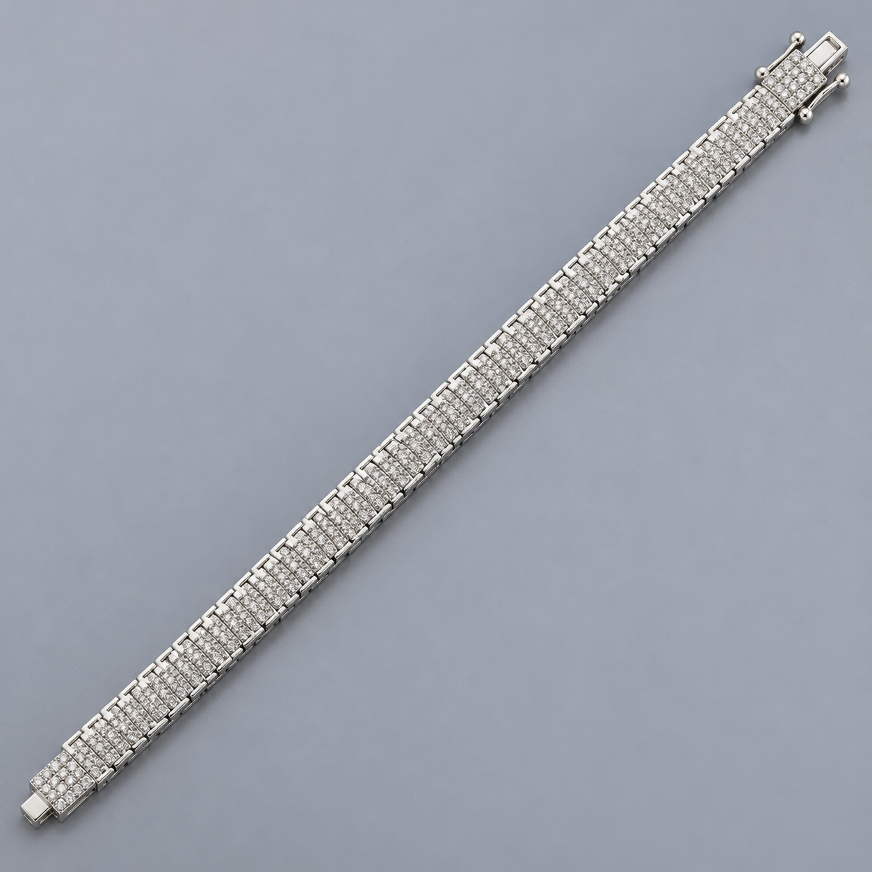 Silver-Tone Three-Row Round Stone Tennis Bracelet