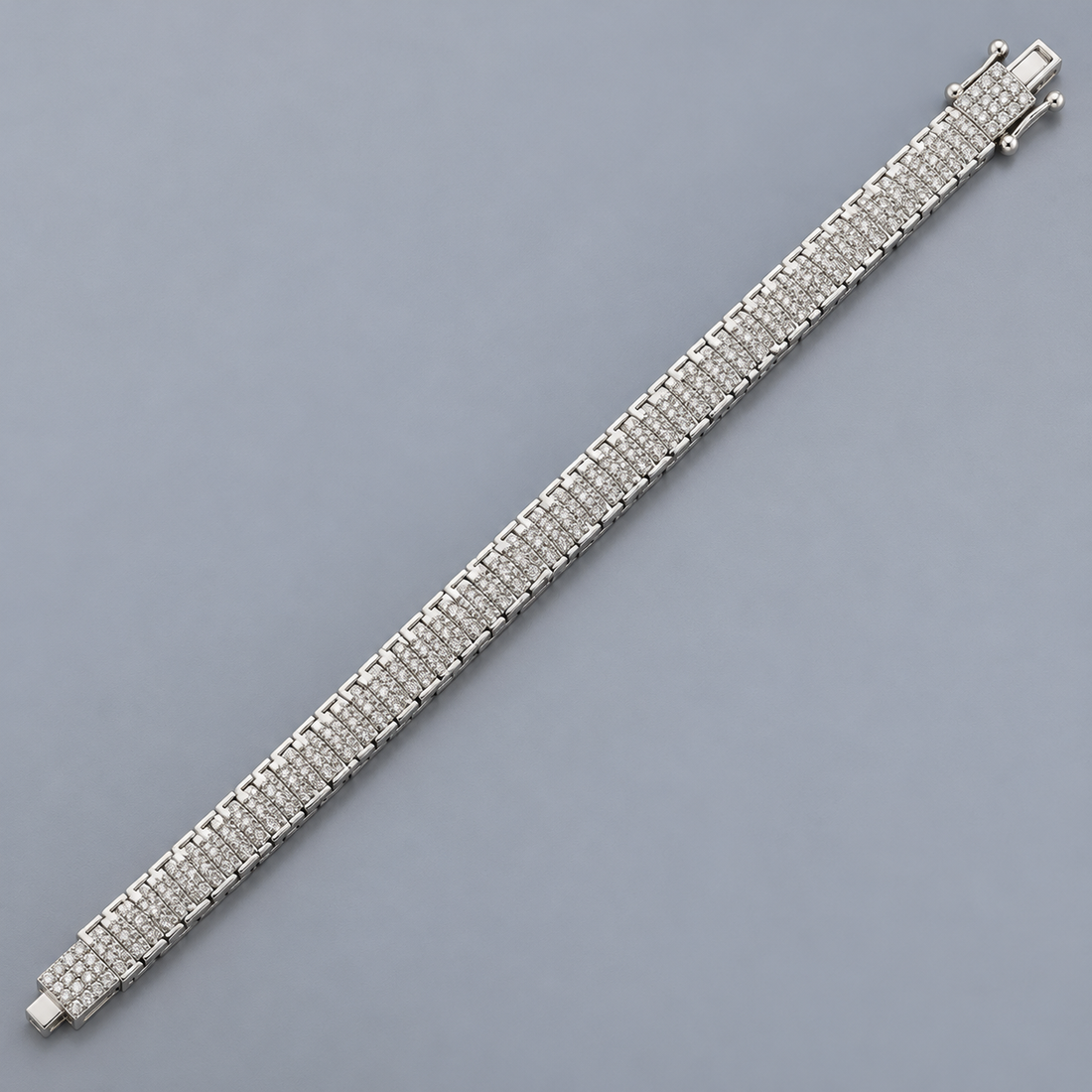 Silver-Tone Three-Row Round Stone Tennis Bracelet
