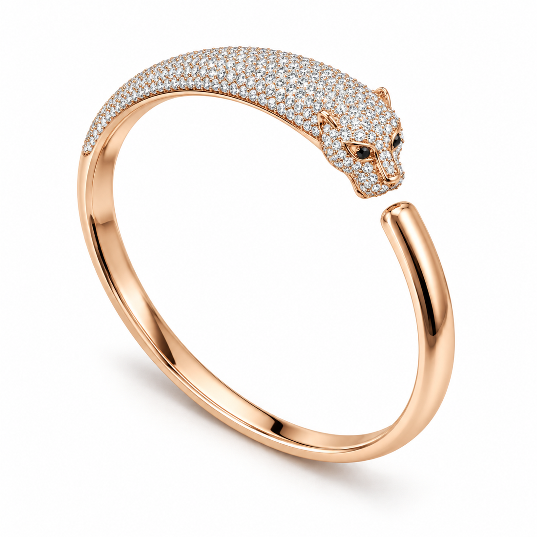 Pavé Jaguar Head Open Cuff Bracelet