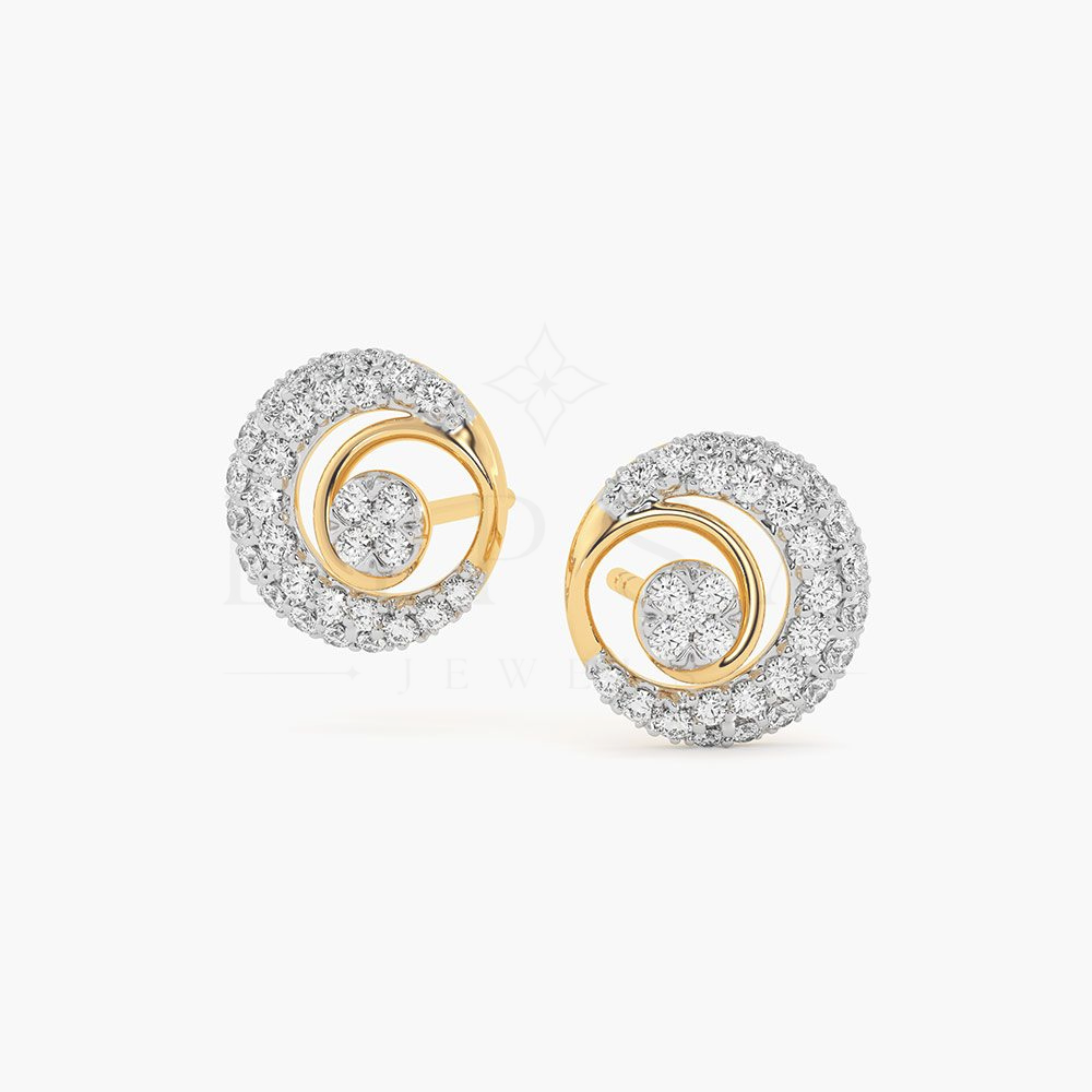 Round Moissanite Spiral Swirl Stud Earrings