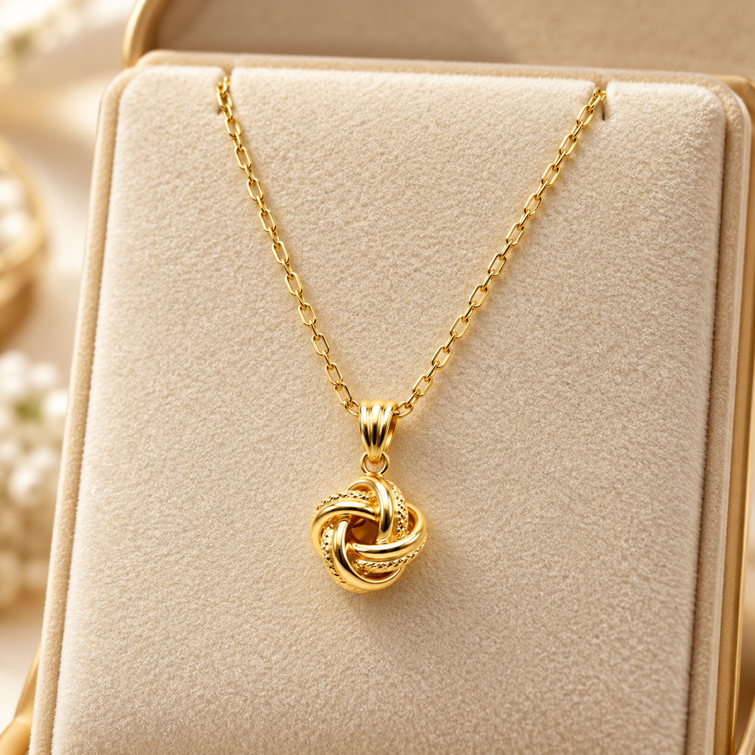 Interlocking Love Knot Yellow Gold Pendant Necklace