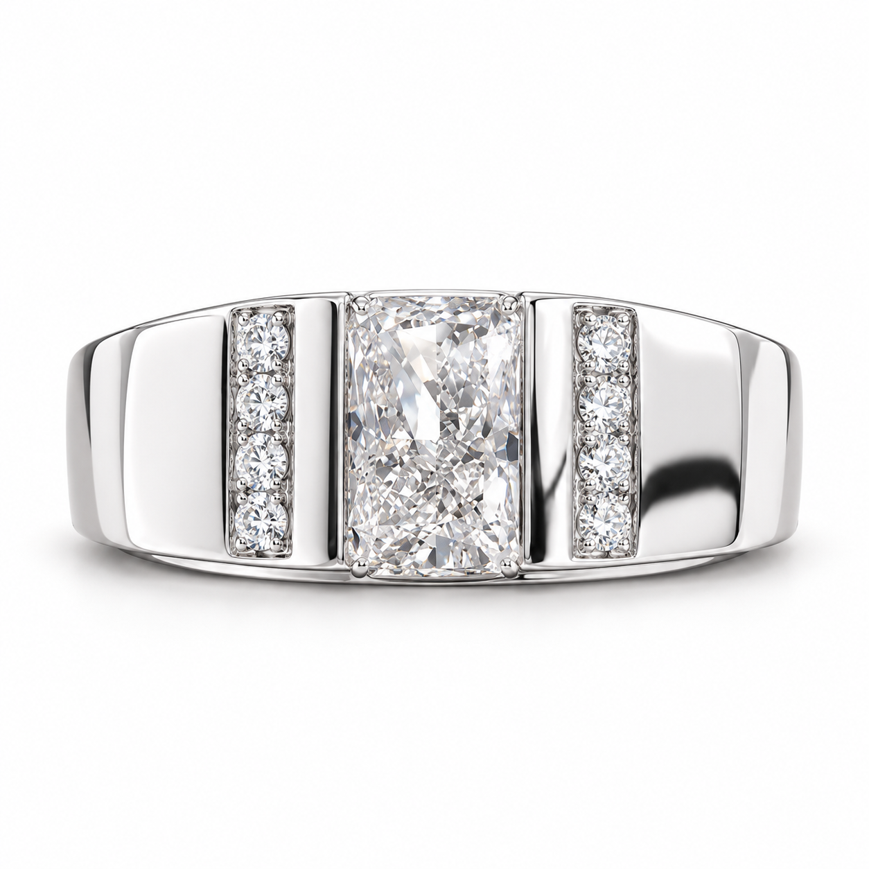 Men’s Triple-Row Round-Cut Statement Band Ring