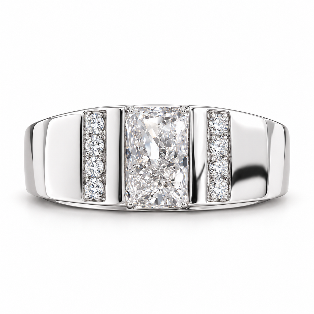 Men’s Triple-Row Round-Cut Statement Band Ring