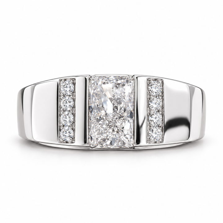 Men’s Triple-Row Round-Cut Statement Band Ring