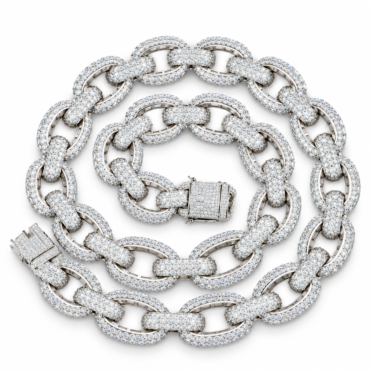 Iced Out Oval Link Chain Necklace | Custom Hip Hop Jewelry