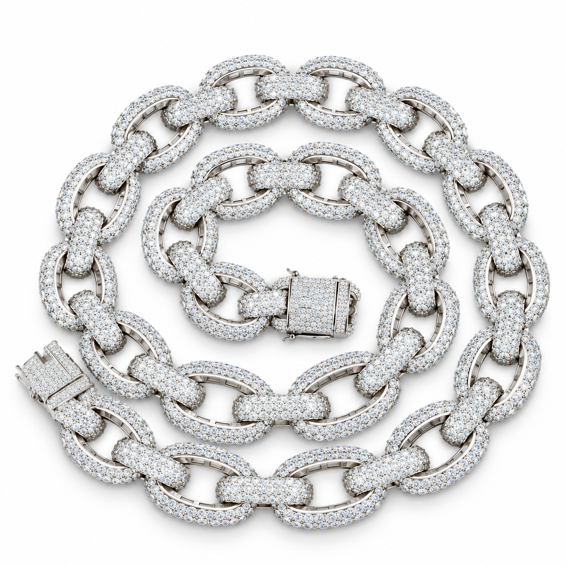 Iced Out Oval Link Chain Necklace | Custom Hip Hop Jewelry