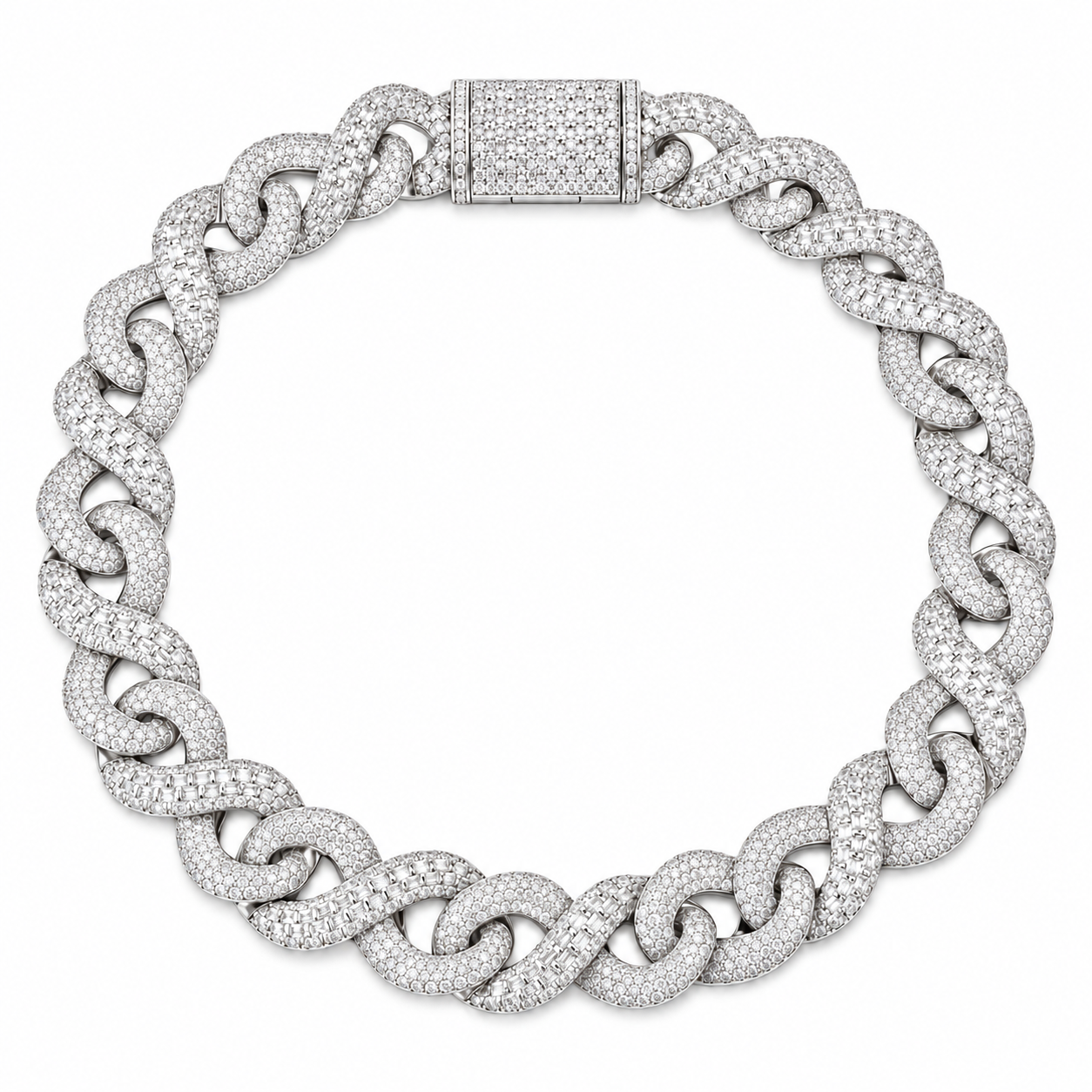 Iced Out Baguette & Round Stone Cuban Link Chain | Custom Hip Hop Jewelry