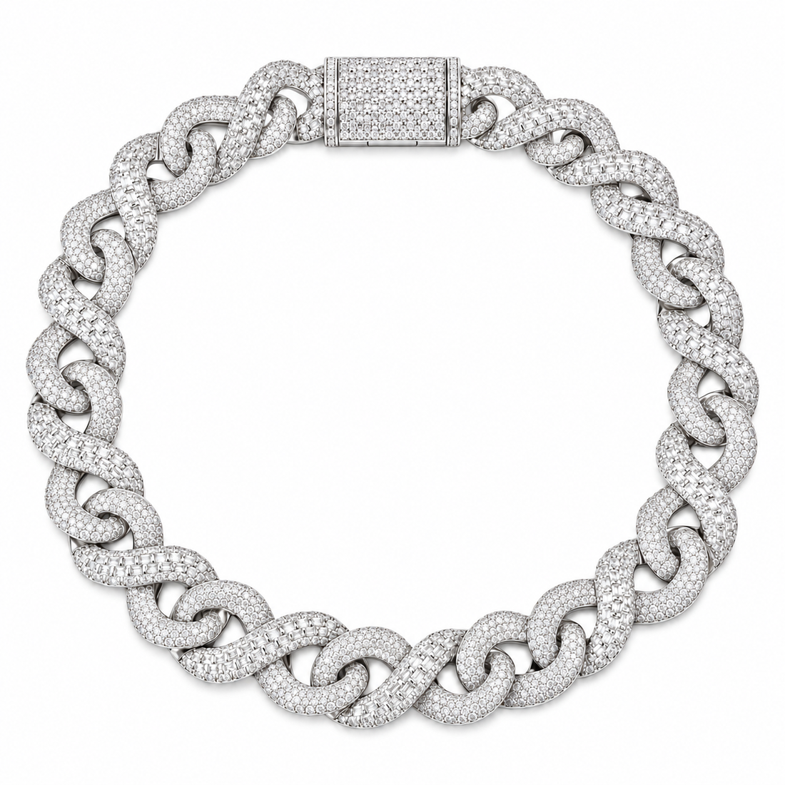 Iced Out Baguette & Round Stone Cuban Link Chain | Custom Hip Hop Jewelry