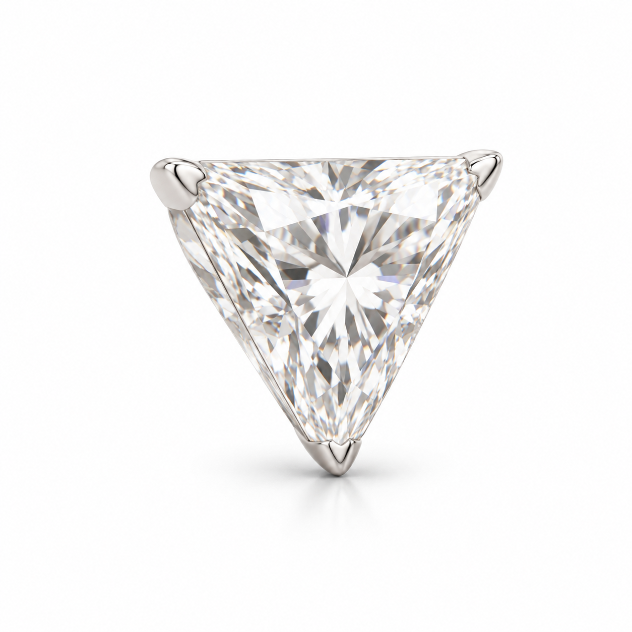 Men’s Trillion Cut Solitaire Silver-Tone Three-Prong Stud Earring