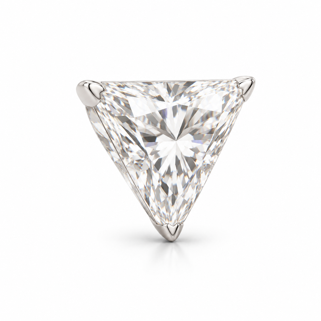 Men’s Trillion Cut Solitaire Silver-Tone Three-Prong Stud Earring