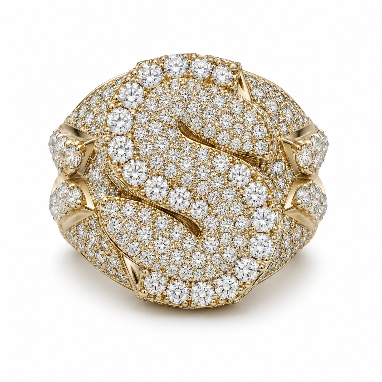 Letter S Iced Out Hip Hop Initial Statement Ring