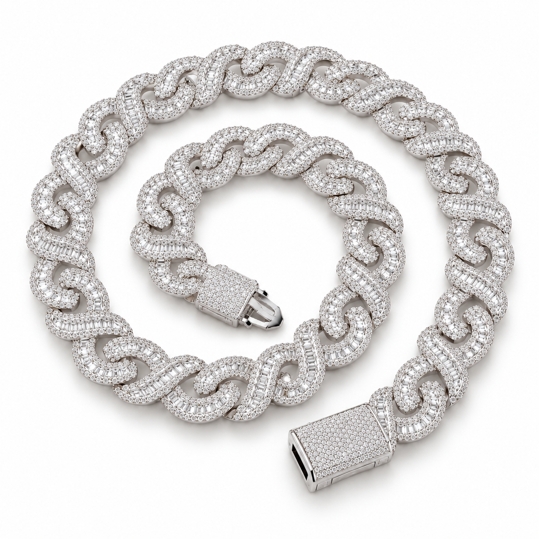 Iced Out Baguette S Link Chain Necklace | Custom Hip Hop Jewelry