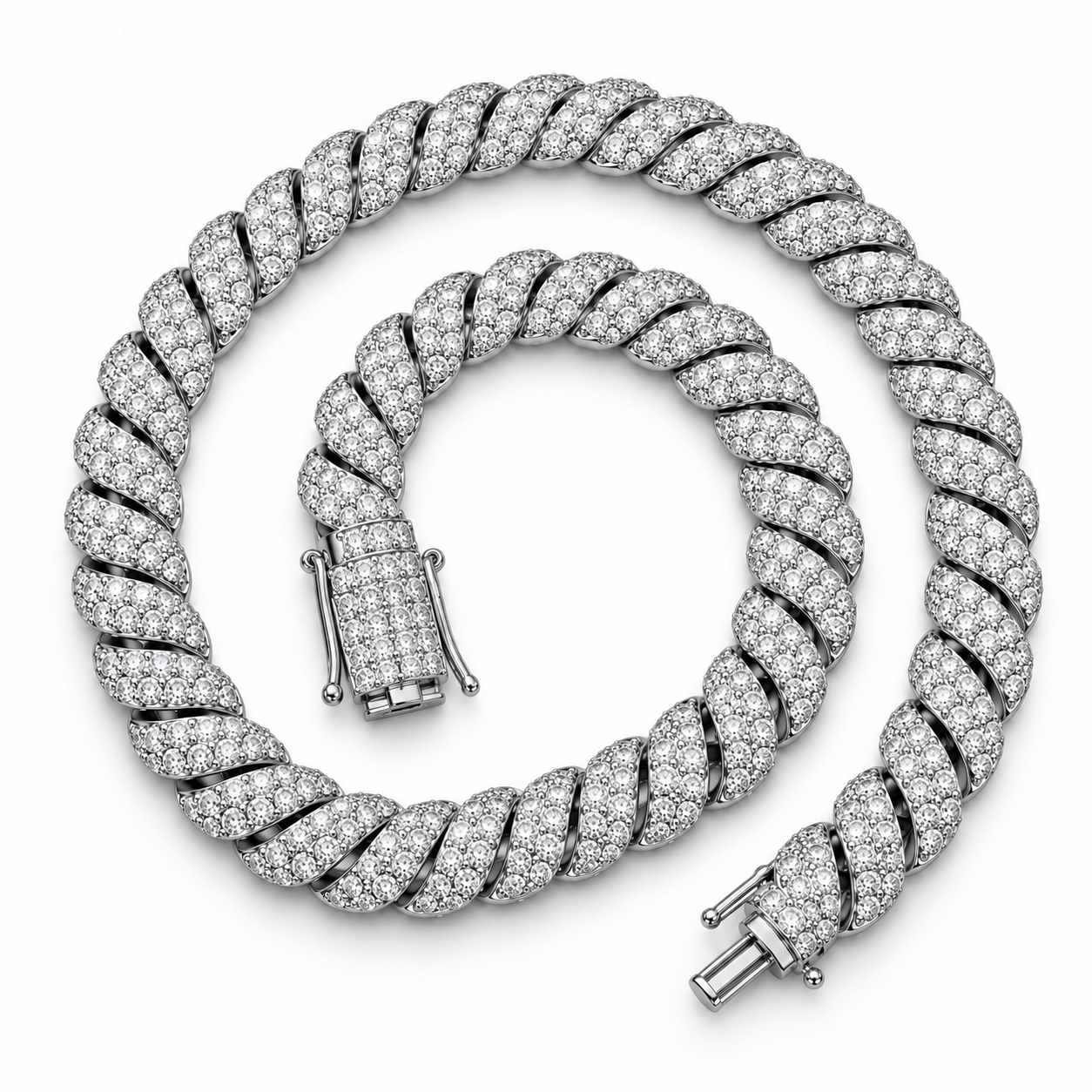 Custom Iced Out Twisted Cuban Link Chain Necklace