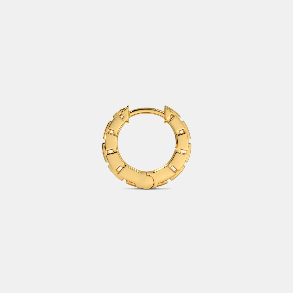 Geometric Block Link Gold Huggie Hoop Earring