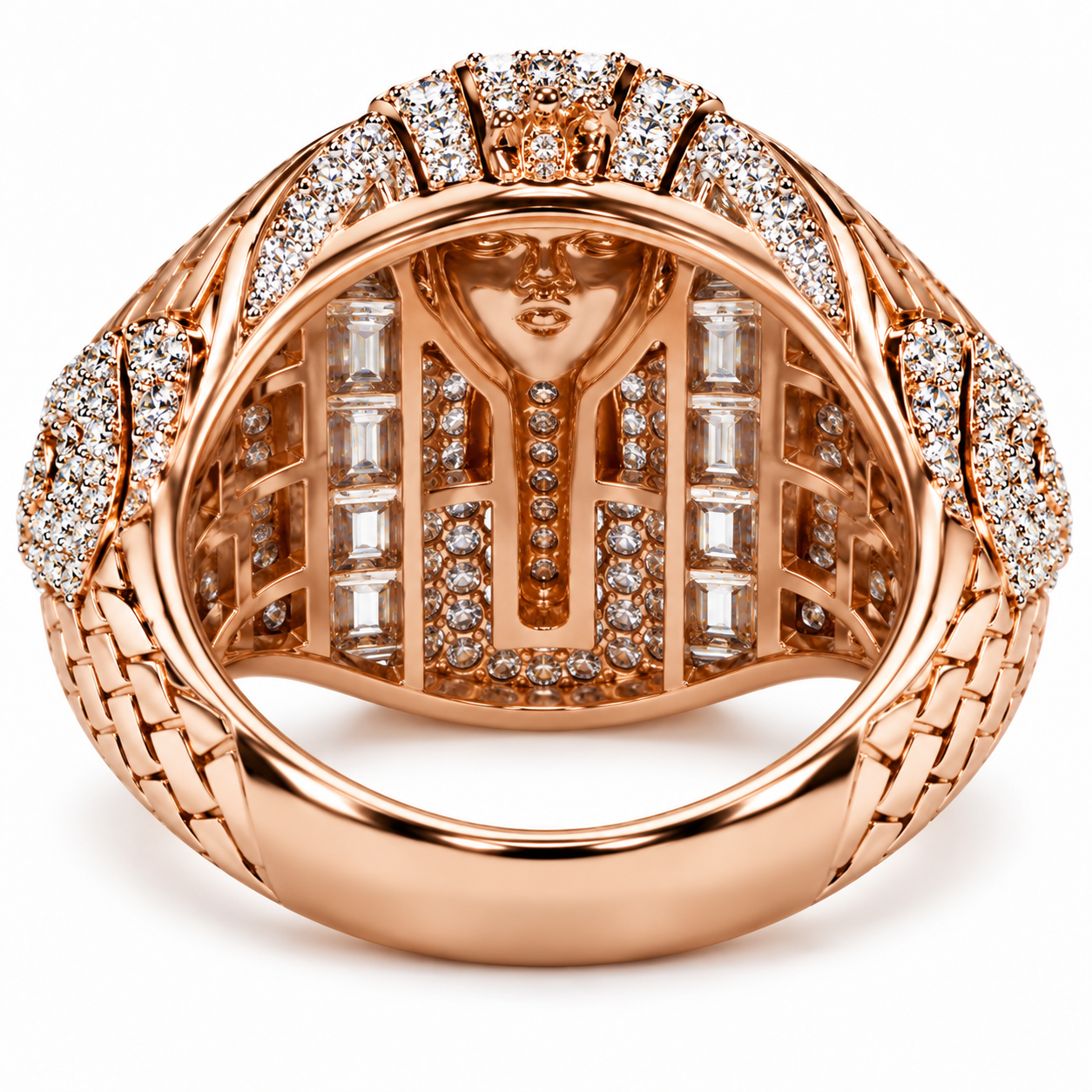 Iced Out Egyptian Pharaoh Head Ring | Custom Hip Hop Jewelry