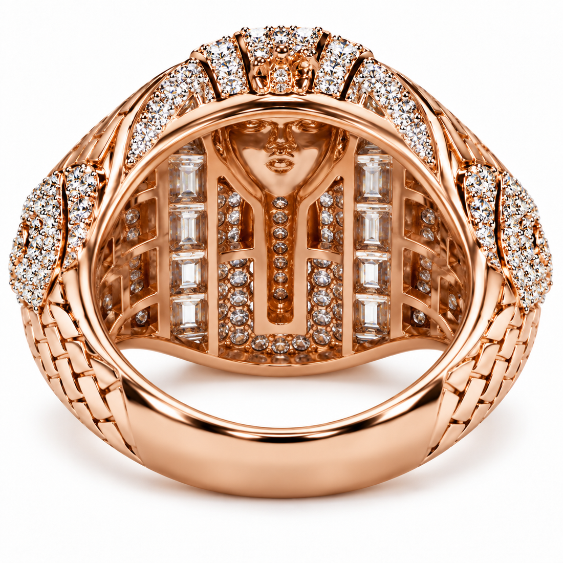 Iced Out Egyptian Pharaoh Head Ring | Custom Hip Hop Jewelry