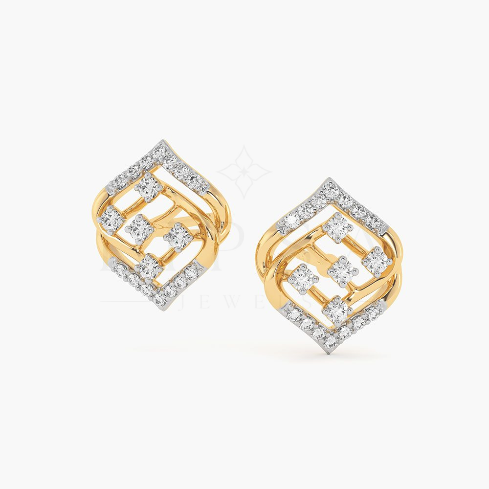 Round Moissanite Stud Earrings in 14K Gold