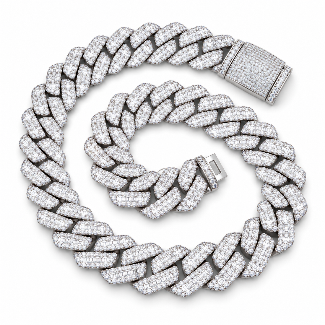 Custom Iced Out Baguette Cuban Link Chain Necklace