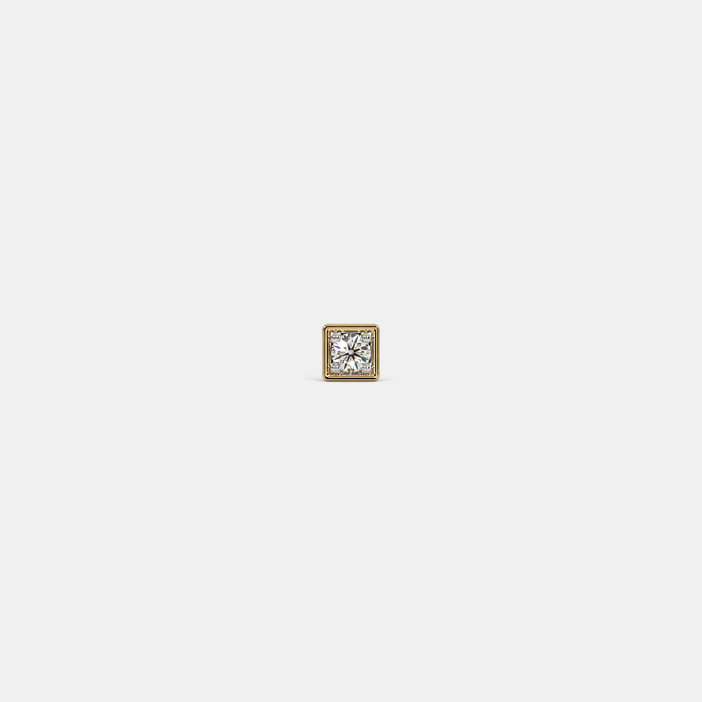 Solitaire Diamond Square Box Stud Earring