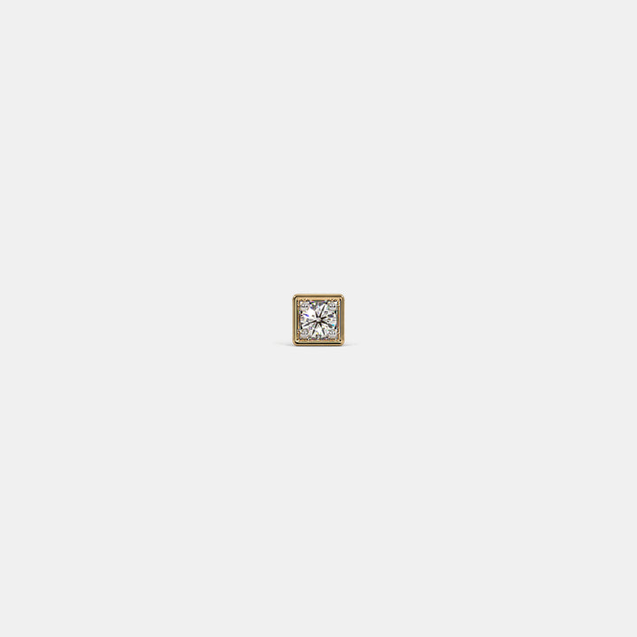 Solitaire Diamond Square Box Stud Earring