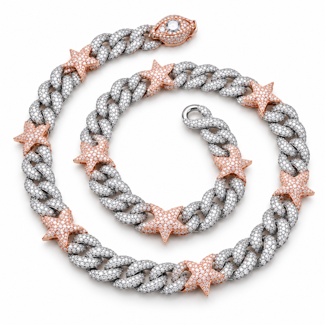 Iced Out Star Cuban Link Necklace | Custom Hip Hop Jewelry