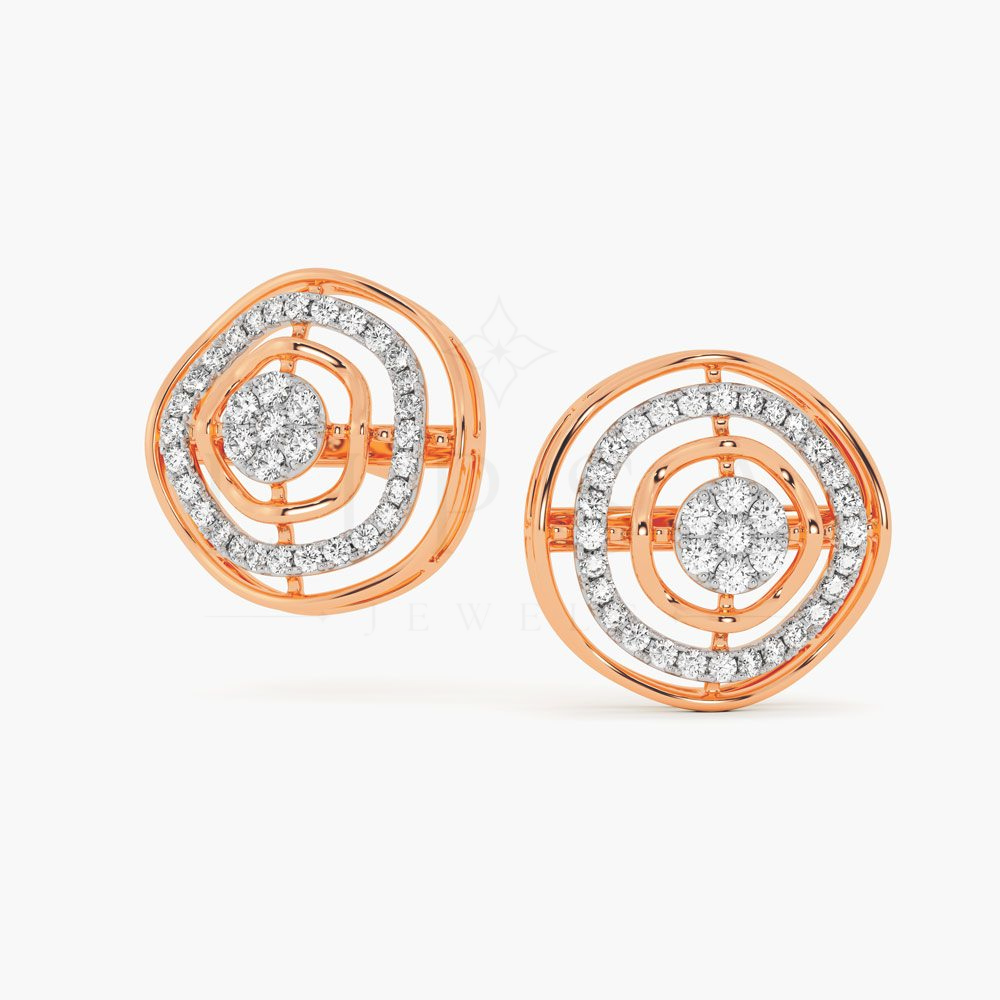 Concentric Circle Halo Stud Earrings