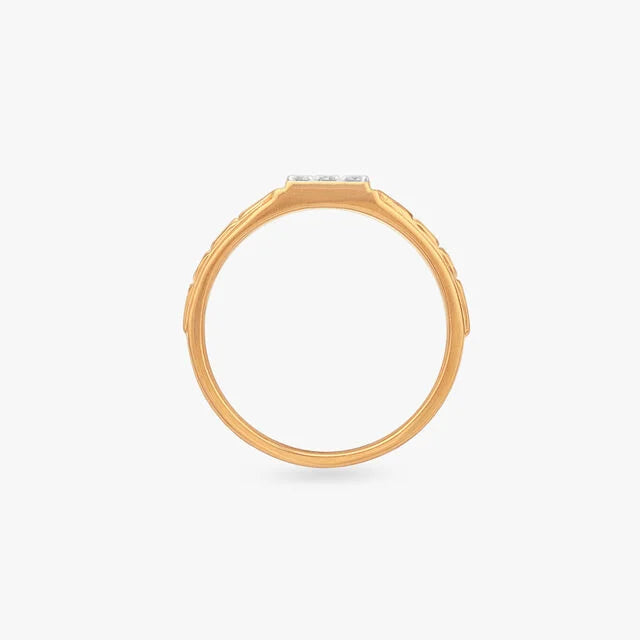 Square Cluster Textured Gold Men's Ring