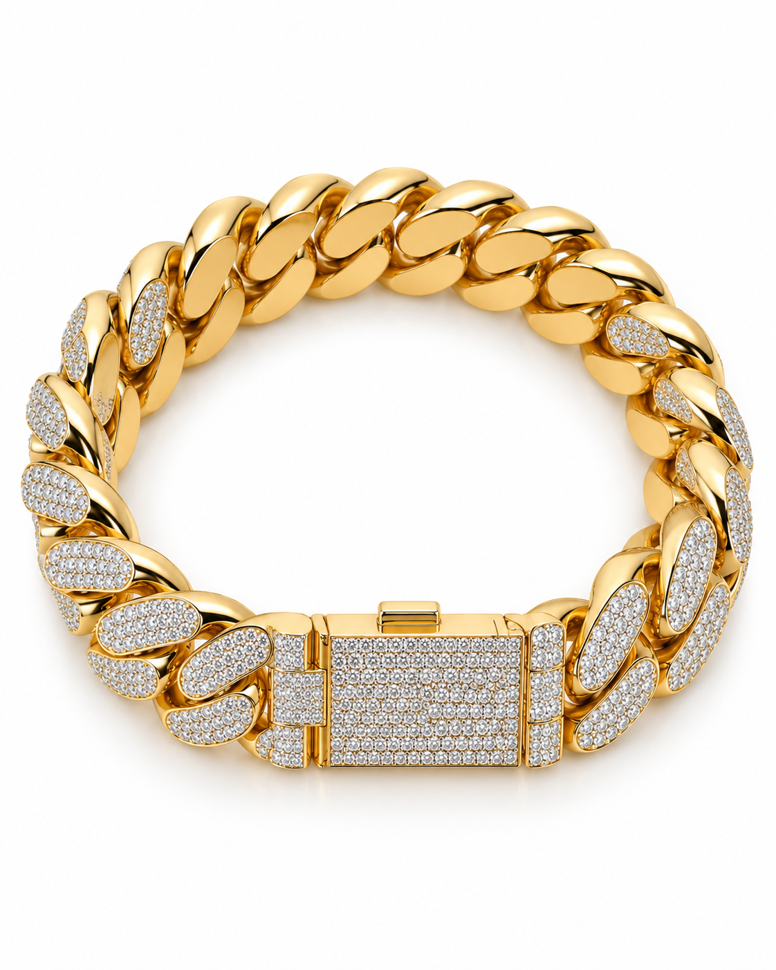 Iced Out Two Tone Cuban Link Bracelet | Custom Hip Hop Jewelry